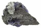 Deep Purple Fluorite Crystals with Quartz - China #122012-1